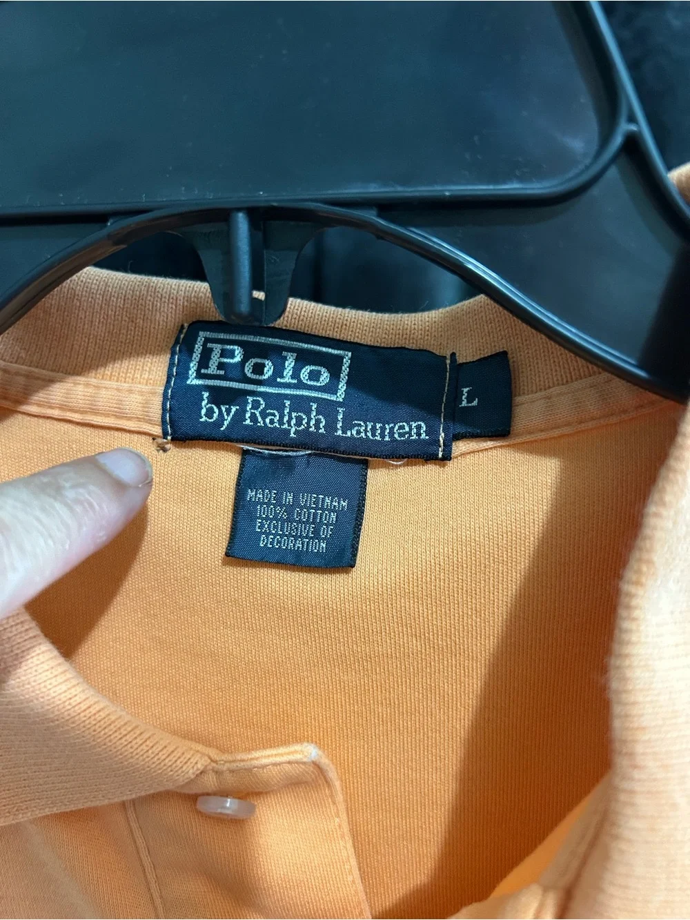 Ralph Lauren Men's Peach Polo Shirt with Navy Logo